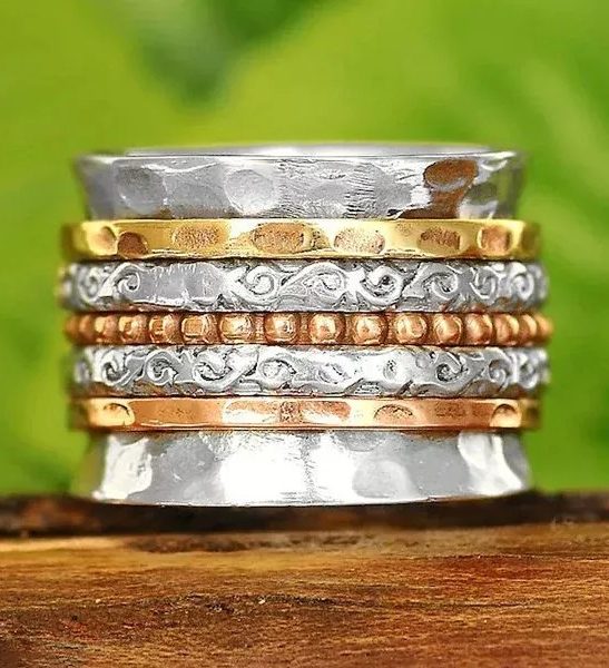 Bohemian Meditation Wide Band Spinner Ring