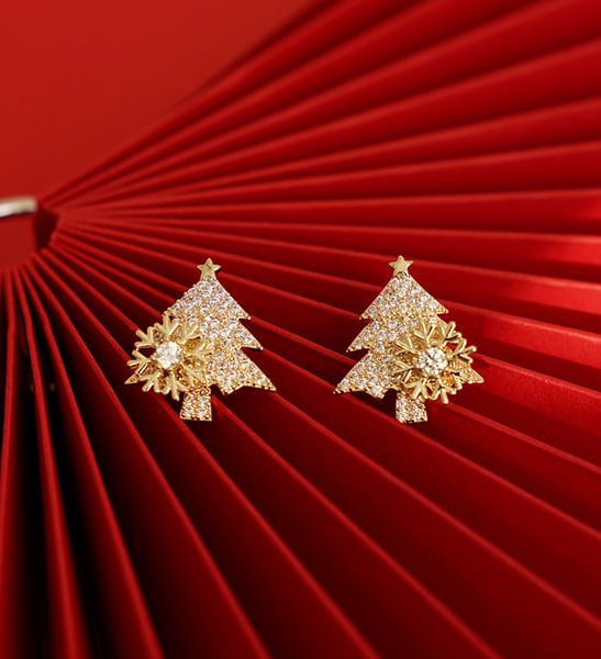 Rotatable Snowflake Christmas Tree Earrings
