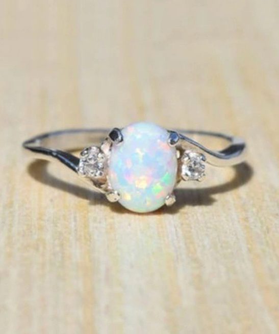Oval Cut Fire Opal Ring